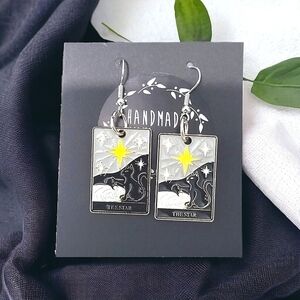 Handcrafted The Star Tarot Card Metal Earrings NWT
